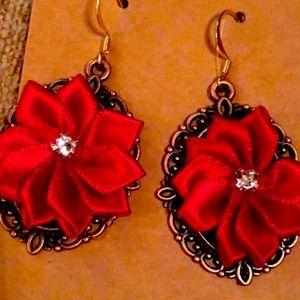 Christmas Red Earrings 22K Gold Plated